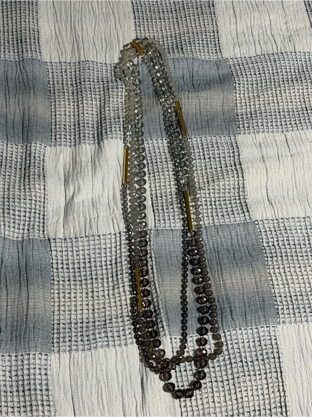 Lafayette 148 Multi-Strand Gray and Brown Beaded Necklace with Gold Accents